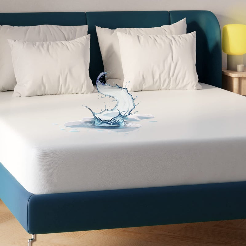 Niagara Sleep Solution واقي مرتبة نياجارا المقاوم للماء للملكة 60x80 غطاء جيب عميق قابل للتنفس بدون ضوضاء 8-20 بوصة غطاء مرتبة جيرسي ناعم رقيق للغاية من البوليستر - Image 1